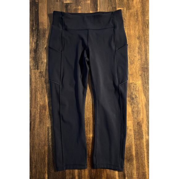 Lululemon Women’s 6 Speed Up Crop Legging 21" Inseam Pockets Black Running - Picture 1 of 15